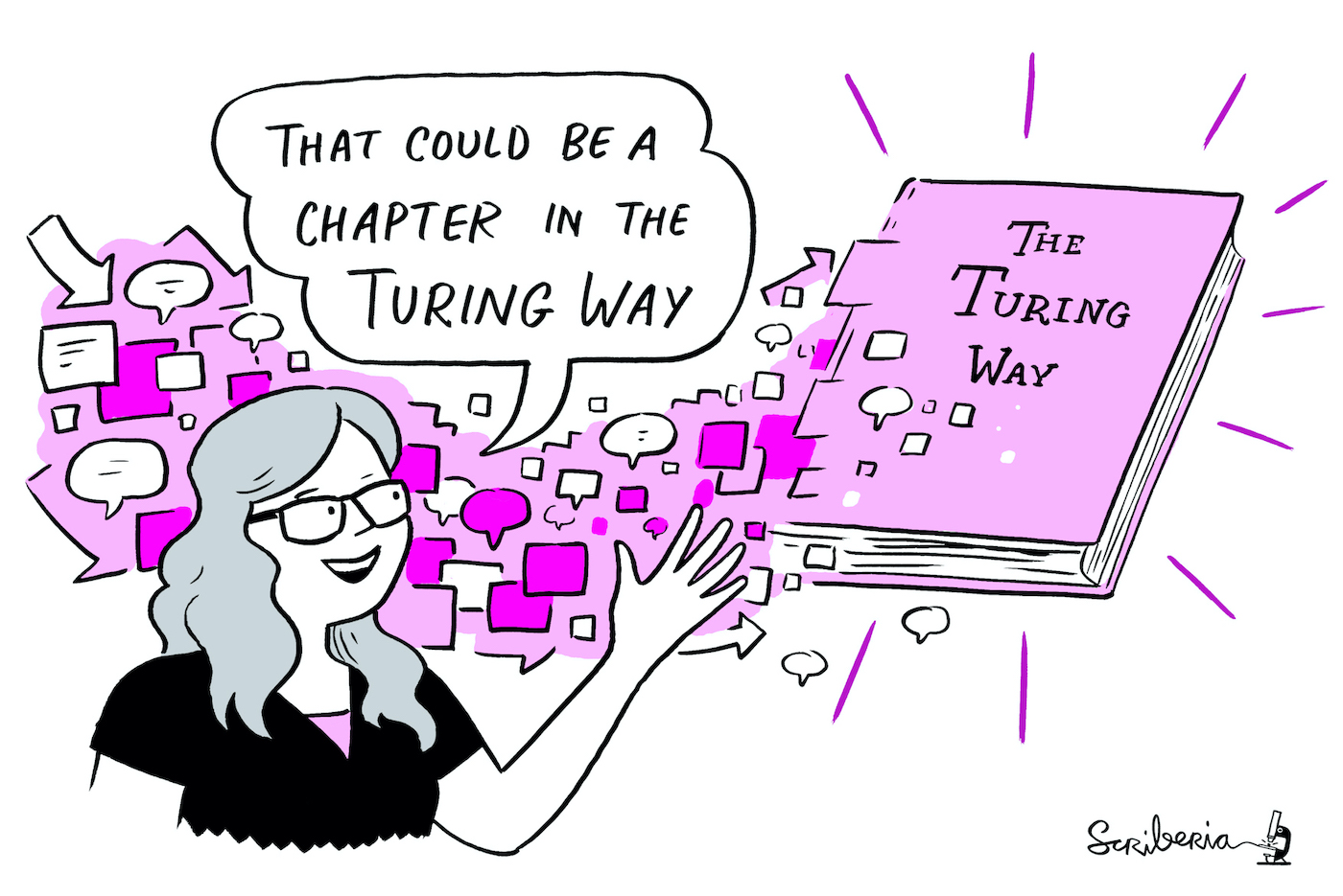 A sketch of Kirstie saying “That could be a chapter”